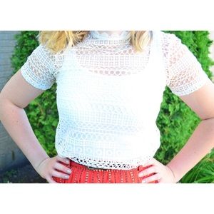 White Eyelet Short Sleeve Top from H&M